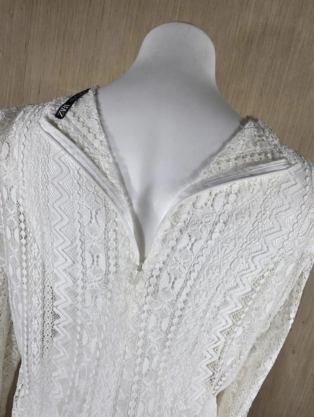 ZARA White Lace Top L Lined Romantic Victorian Cottagecore NWOT Coquette Fairy